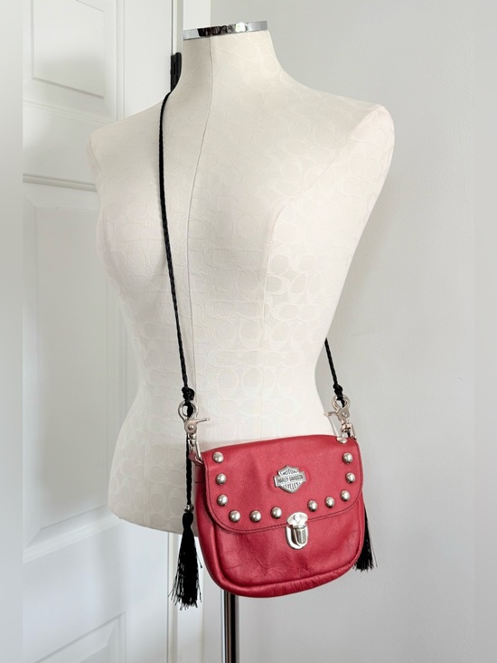Harley-Davidson Handbags - Harley-Davidson Branded Red Leather Studded Bag / Satchel / Purse